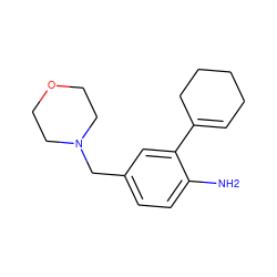 Nc1ccc(CN2CCOCC2)cc1C1=CCCCC1 ZINC000148697392