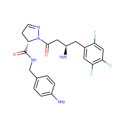 Nc1ccc(CNC(=O)[C@@H]2CC=NN2C(=O)C[C@H](N)Cc2cc(F)c(F)cc2F)cc1 ZINC000040862420