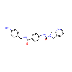 Nc1ccc(CNC(=O)c2ccc(NC(=O)N3Cc4cccnc4C3)cc2)cc1 ZINC000167292158