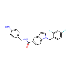 Nc1ccc(CNC(=O)c2ccc3c(ccn3Cc3ccc(F)cc3F)c2)cc1 ZINC000198564948