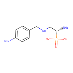 Nc1ccc(CNC[C@H](N)P(=O)(O)O)cc1 ZINC000653888095