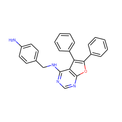 Nc1ccc(CNc2ncnc3oc(-c4ccccc4)c(-c4ccccc4)c23)cc1 ZINC000053313422