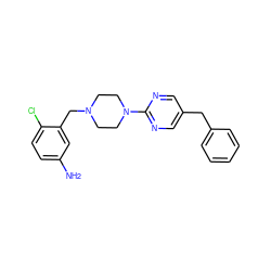 Nc1ccc(Cl)c(CN2CCN(c3ncc(Cc4ccccc4)cn3)CC2)c1 ZINC000066075957