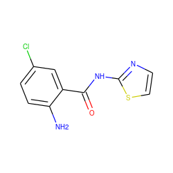 Nc1ccc(Cl)cc1C(=O)Nc1nccs1 ZINC000020155240