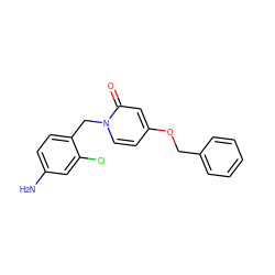 Nc1ccc(Cn2ccc(OCc3ccccc3)cc2=O)c(Cl)c1 ZINC000029047644