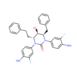 Nc1ccc(N2C(=O)N(c3ccc(N)c(F)c3)[C@H](Cc3ccccc3)[C@H](O)[C@H]2CCc2ccccc2)cc1F ZINC000028133842