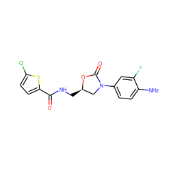 Nc1ccc(N2C[C@@H](CNC(=O)c3ccc(Cl)s3)OC2=O)cc1F ZINC000169685204