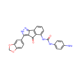 Nc1ccc(NC(=O)Nc2cccc3c2C(=O)c2c-3n[nH]c2-c2ccc3c(c2)OCO3)cc1 ZINC000029038483