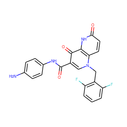 Nc1ccc(NC(=O)c2cn(Cc3c(F)cccc3F)c3ccc(=O)[nH]c3c2=O)cc1 ZINC000073196317