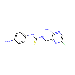 Nc1ccc(NC(=S)NCc2nc(Cl)cnc2N)cc1 ZINC000071280690