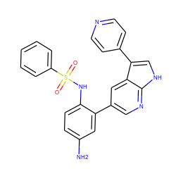 Nc1ccc(NS(=O)(=O)c2ccccc2)c(-c2cnc3[nH]cc(-c4ccncc4)c3c2)c1 ZINC000095578939