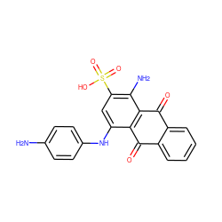 Nc1ccc(Nc2cc(S(=O)(=O)O)c(N)c3c2C(=O)c2ccccc2C3=O)cc1 ZINC000004824612