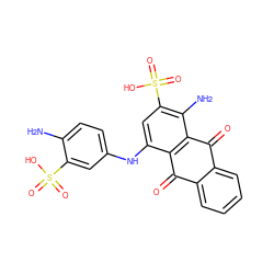 Nc1ccc(Nc2cc(S(=O)(=O)O)c(N)c3c2C(=O)c2ccccc2C3=O)cc1S(=O)(=O)O ZINC000003873984