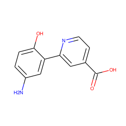 Nc1ccc(O)c(-c2cc(C(=O)O)ccn2)c1 ZINC000263620269