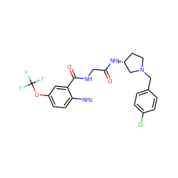 Nc1ccc(OC(F)(F)F)cc1C(=O)NCC(=O)N[C@@H]1CCN(Cc2ccc(Cl)cc2)C1 ZINC000029125789