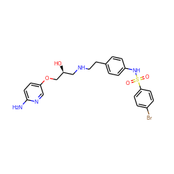 Nc1ccc(OC[C@@H](O)CNCCc2ccc(NS(=O)(=O)c3ccc(Br)cc3)cc2)cn1 ZINC000026183409