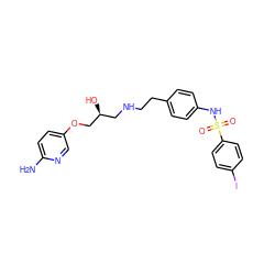 Nc1ccc(OC[C@@H](O)CNCCc2ccc(NS(=O)(=O)c3ccc(I)cc3)cc2)cn1 ZINC000026163175