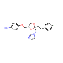 Nc1ccc(OC[C@@H]2CO[C@@](CCc3ccc(Cl)cc3)(Cn3ccnc3)O2)cc1 ZINC000040556708