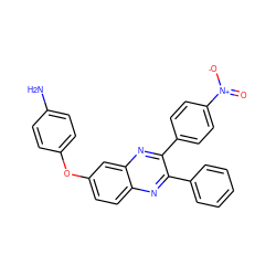 Nc1ccc(Oc2ccc3nc(-c4ccccc4)c(-c4ccc([N+](=O)[O-])cc4)nc3c2)cc1 ZINC000008666840