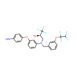 Nc1ccc(Oc2cccc(N(Cc3cccc(OC(F)(F)C(F)F)c3)C[C@@H](O)C(F)(F)F)c2)cc1 ZINC000013519937