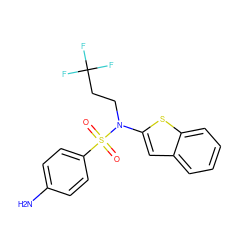 Nc1ccc(S(=O)(=O)N(CCC(F)(F)F)c2cc3ccccc3s2)cc1 ZINC000115235823