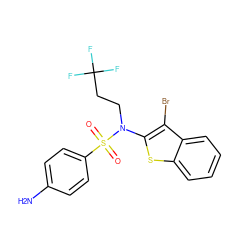 Nc1ccc(S(=O)(=O)N(CCC(F)(F)F)c2sc3ccccc3c2Br)cc1 ZINC000115232537