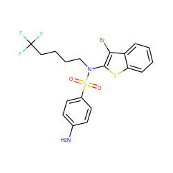 Nc1ccc(S(=O)(=O)N(CCCCC(F)(F)F)c2sc3ccccc3c2Br)cc1 ZINC000115233077