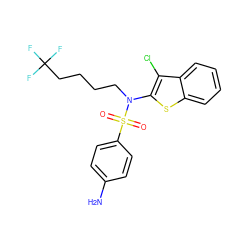 Nc1ccc(S(=O)(=O)N(CCCCC(F)(F)F)c2sc3ccccc3c2Cl)cc1 ZINC000115235832