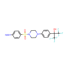 Nc1ccc(S(=O)(=O)N2CCN(c3ccc(C(O)(C(F)(F)F)C(F)(F)F)cc3)CC2)cc1 ZINC000103261654