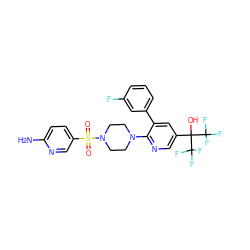 Nc1ccc(S(=O)(=O)N2CCN(c3ncc(C(O)(C(F)(F)F)C(F)(F)F)cc3-c3cccc(F)c3)CC2)cn1 ZINC000299830514