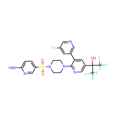 Nc1ccc(S(=O)(=O)N2CCN(c3ncc(C(O)(C(F)(F)F)C(F)(F)F)cc3-c3cncc(F)c3)CC2)cn1 ZINC000299825484