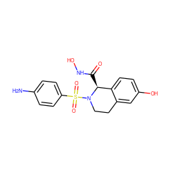 Nc1ccc(S(=O)(=O)N2CCc3cc(O)ccc3[C@@H]2C(=O)NO)cc1 ZINC000013588260