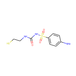 Nc1ccc(S(=O)(=O)NC(=O)NCCS)cc1 ZINC000038990438