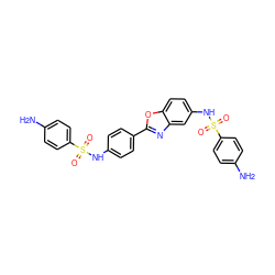 Nc1ccc(S(=O)(=O)Nc2ccc(-c3nc4cc(NS(=O)(=O)c5ccc(N)cc5)ccc4o3)cc2)cc1 ZINC001772617643