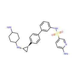 Nc1ccc(S(=O)(=O)Nc2cccc(-c3ccc([C@H]4C[C@@H]4NC4CCC(N)CC4)cc3)c2)cn1 ZINC000149723625