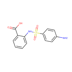 Nc1ccc(S(=O)(=O)Nc2ccccc2C(=O)O)cc1 ZINC000001670309