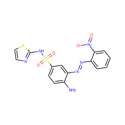 Nc1ccc(S(=O)(=O)Nc2nccs2)cc1N=Nc1ccccc1[N+](=O)[O-] ZINC000254005606