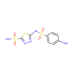 Nc1ccc(S(=O)(=O)Nc2nnc(S(N)(=O)=O)s2)cc1 ZINC000005579307