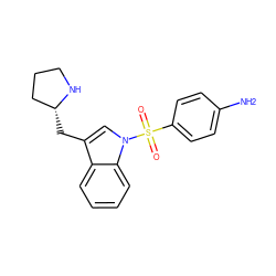 Nc1ccc(S(=O)(=O)n2cc(C[C@@H]3CCCN3)c3ccccc32)cc1 ZINC000028526360