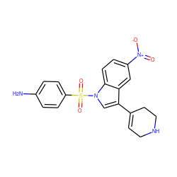 Nc1ccc(S(=O)(=O)n2cc(C3=CCNCC3)c3cc([N+](=O)[O-])ccc32)cc1 ZINC000028127759