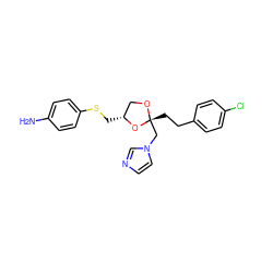 Nc1ccc(SC[C@@H]2CO[C@](CCc3ccc(Cl)cc3)(Cn3ccnc3)O2)cc1 ZINC000003783566