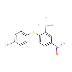 Nc1ccc(Sc2ccc([N+](=O)[O-])cc2C(F)(F)F)cc1 ZINC000299840289