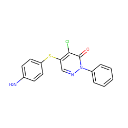 Nc1ccc(Sc2cnn(-c3ccccc3)c(=O)c2Cl)cc1 ZINC000000367031