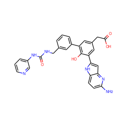 Nc1ccc2[nH]c(-c3cc(CC(=O)O)cc(-c4cccc(CNC(=O)Nc5cccnc5)c4)c3O)cc2n1 ZINC000014953833