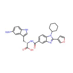 Nc1ccc2[nH]cc(C[C@H](NC(=O)c3ccc4c(c3)nc(-c3ccoc3)n4C3CCCCC3)C(=O)O)c2c1 ZINC000028091847