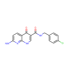 Nc1ccc2c(=O)c(C(=O)NCc3ccc(Cl)cc3)c[nH]c2n1 ZINC000028526138