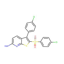 Nc1ccc2c(-c3ccc(Cl)cc3)c(S(=O)(=O)c3ccc(Cl)cc3)sc2n1 ZINC000140255701