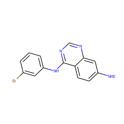 Nc1ccc2c(Nc3cccc(Br)c3)ncnc2c1 ZINC000003815072