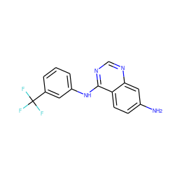 Nc1ccc2c(Nc3cccc(C(F)(F)F)c3)ncnc2c1 ZINC000003815129