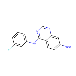 Nc1ccc2c(Nc3cccc(F)c3)ncnc2c1 ZINC000003815111